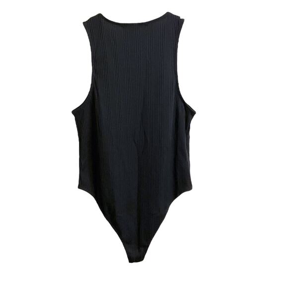 Love for Humanity Bodysuit One Piece Size L Black Ribbed Tank Top Snap Button - Picture 6 of 8